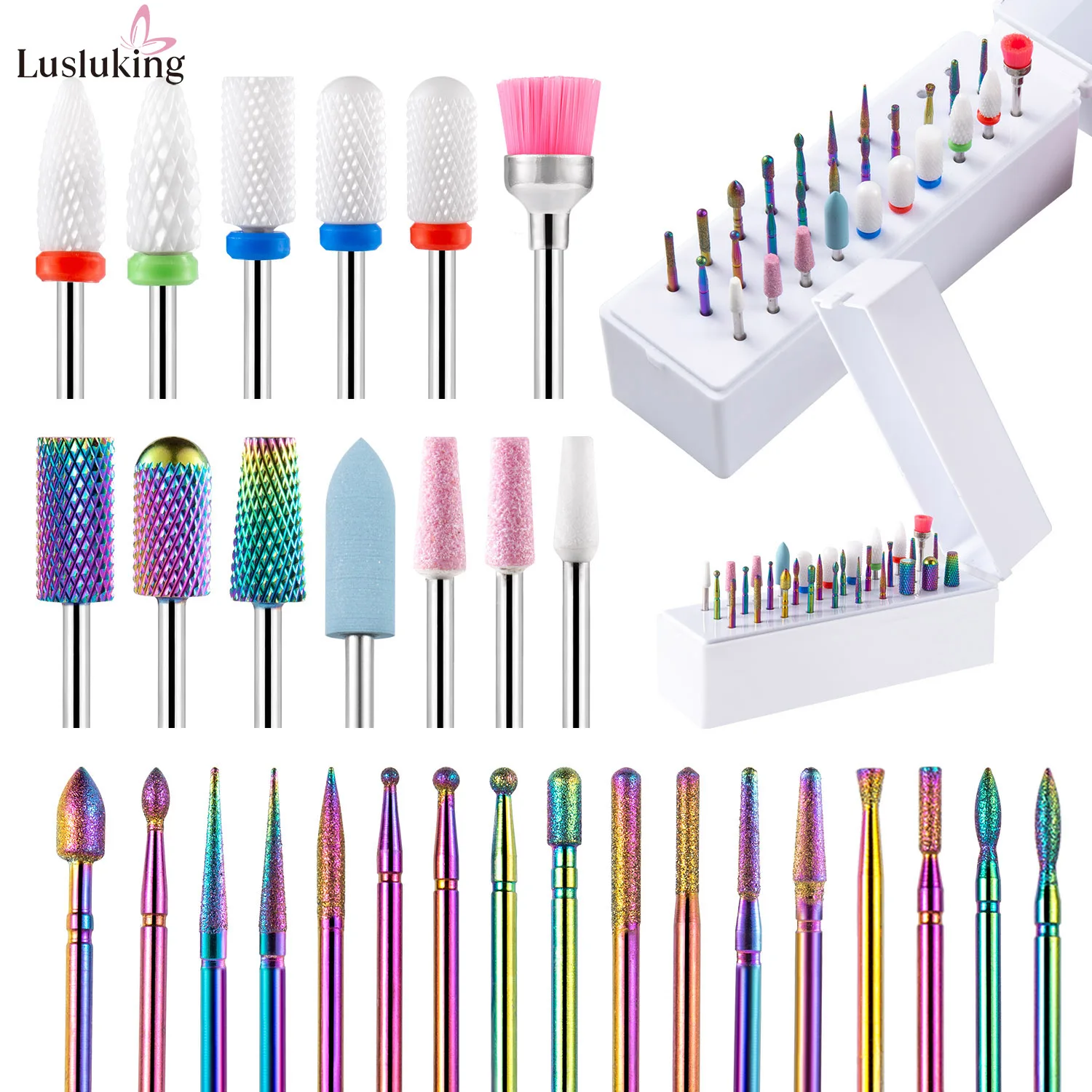 30pcs Nail Boren Keramische Diamant Cuticle Efile Wolfraamcarbide Frees voor Manicure Remover Acryl Gel Nail Gereedschap