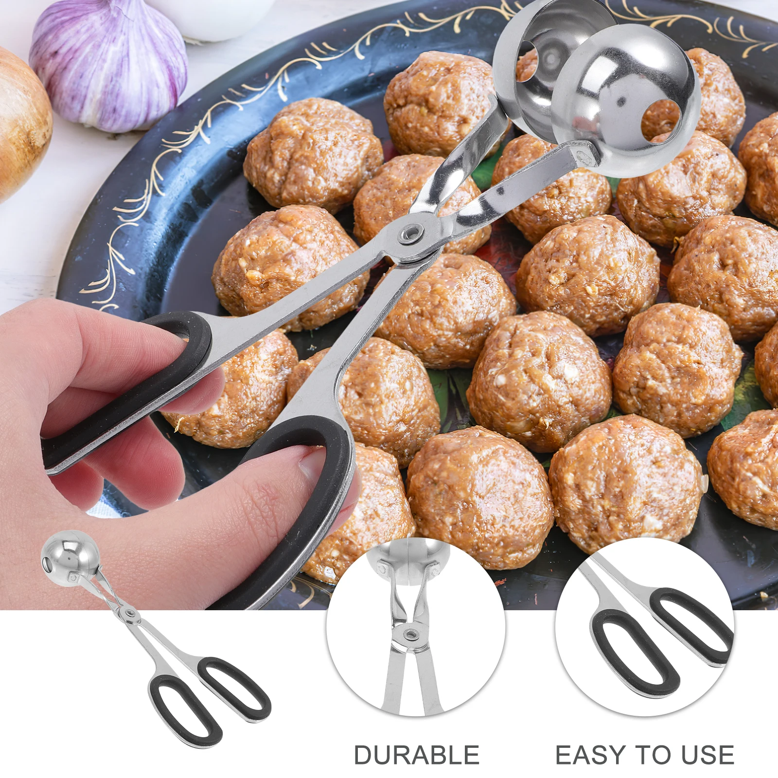 

Stainless Steel Meatball Maker Clip Tongs Baller Mold Scoop Kitchen Gadget Tool Practical Easy Clean Meatballs Molds Fish Ball