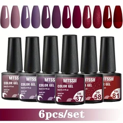 6pcs/set Solid Color Nail Gel Polish Kits Solid Color Glitter Black White Red Soak Off UV Semi-Permanent Varnish Nail Art Design