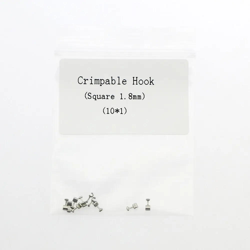 100 Pcs Dental Orthodontic Crimpable Hook Short Stainless Steel Square 1.8mm