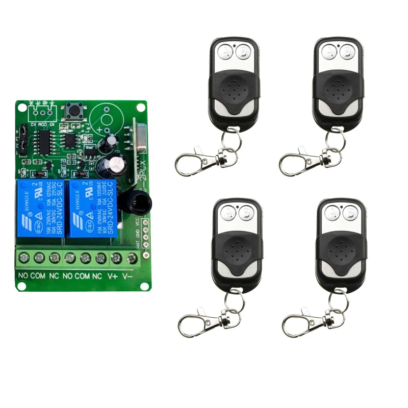 DC12V 24V 2 CH Channel 2CH Mini Wireless RF Remote Control Light Switch 10A Relay Output Radio Receiver Module +Transmitter
