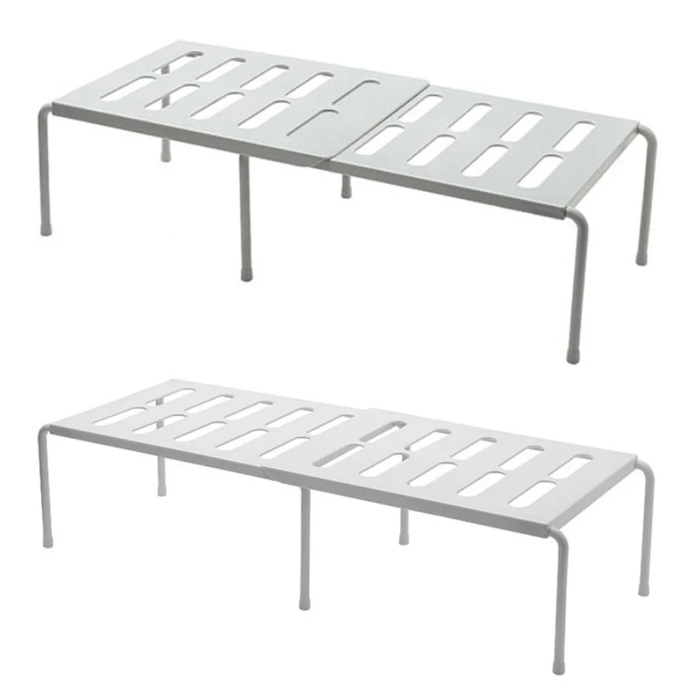 

2Pcs Plastic Layered Shoe Storage Rack Space Saving Organizer for Living Room Kitchen Office White Grey