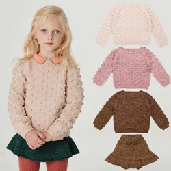 Autumn Girls Sweater Popcorn Chunky Cable Toddler Baby Girls Clothes Kids Knit Pullover Tops Dress Spring Baby Outerwear