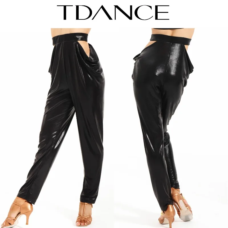 

Customized TDANCE Latin Dance Practice Pants [Waist Hollow Stacked Pants] Teach and Show Leg Growth Adult GL-37