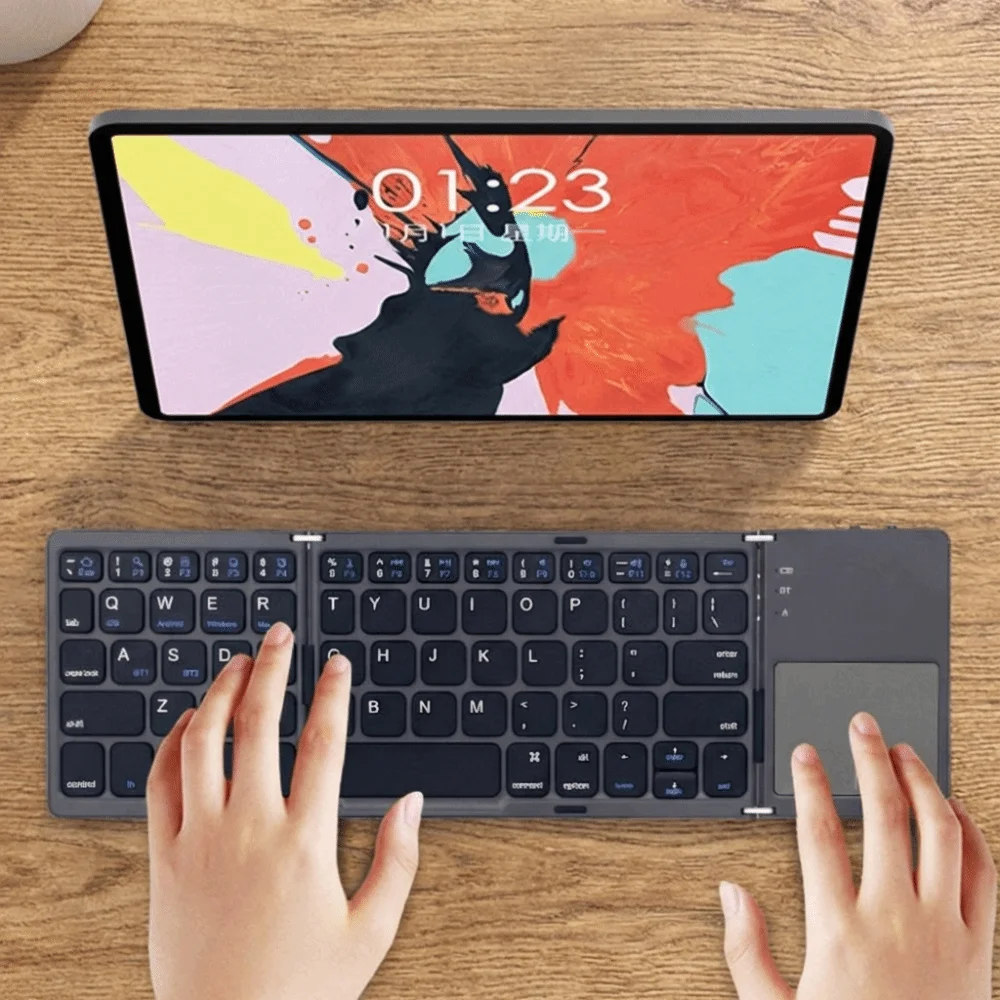 Slient Foldable Wireless Keyboard Universal Multi-Function Bluetooth Keyboard Portable Compact Rechargeable Keyboard Travel