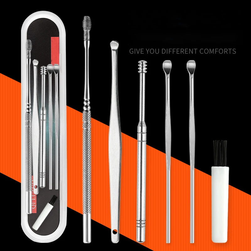 6 pezzi Set per la pulizia della scelta dell'orecchio strumento per la cura della salute rimozione del cerume per le orecchie Kit Curette per la rimozione del cerume per le orecchie