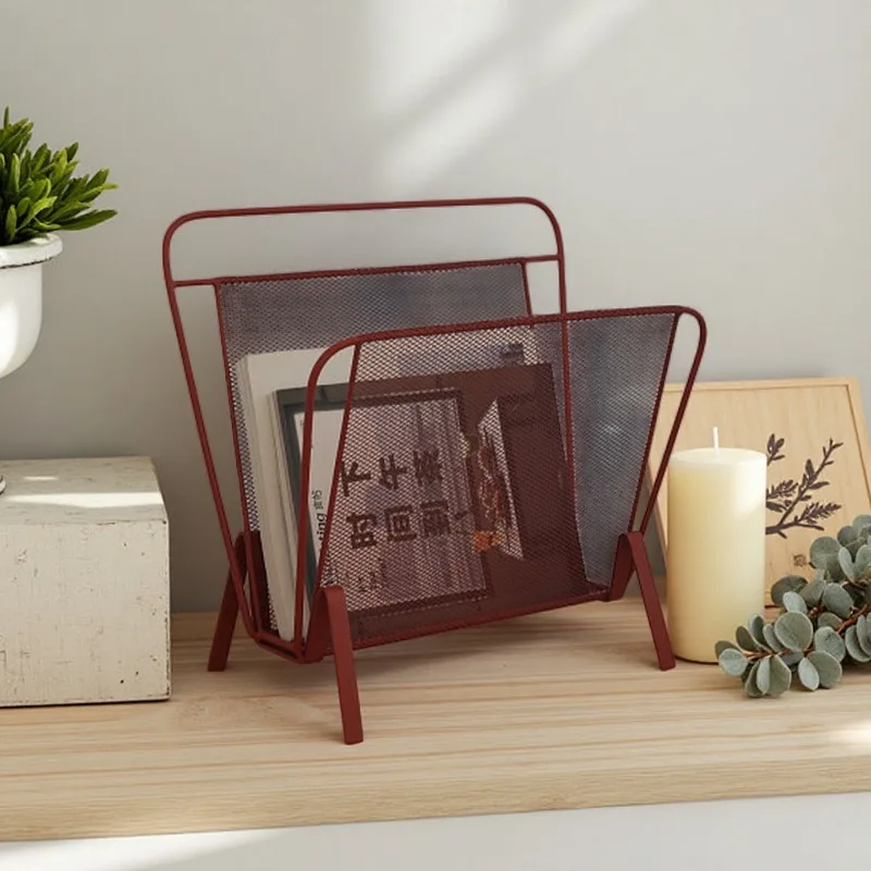 Metal newspaper and magazine rack, book and newspaper rack, vertical wrought iron newspaper rack