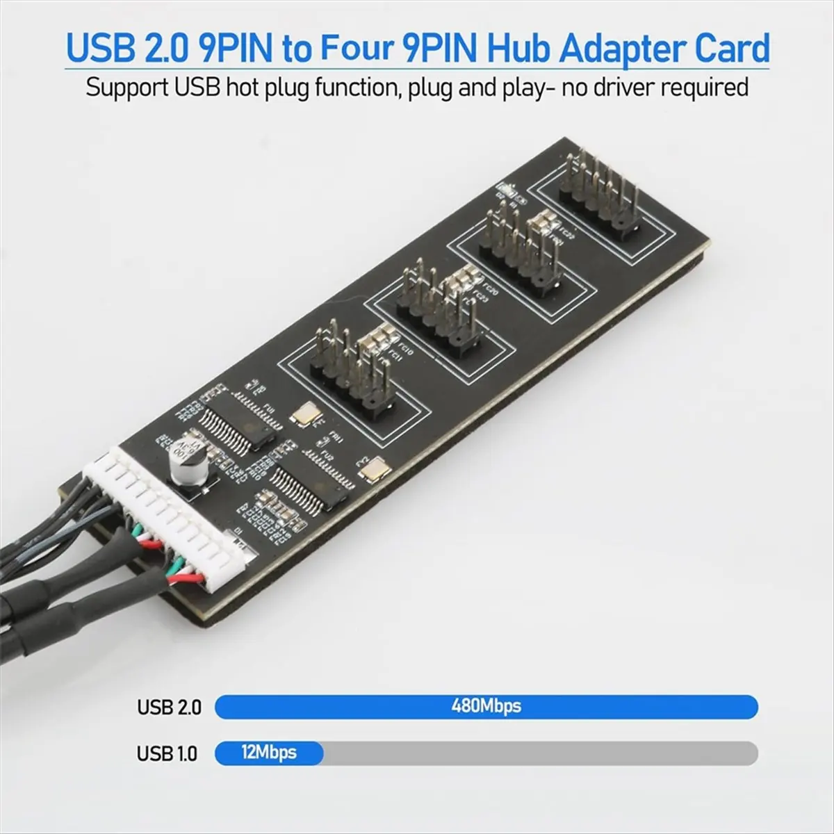 

(A32M) 2 шт. 9-контактный USB-разветвитель с кабелем питания SATA, внутренний USB-концентратор, удлинитель USB 2.0, разъем-разветвитель