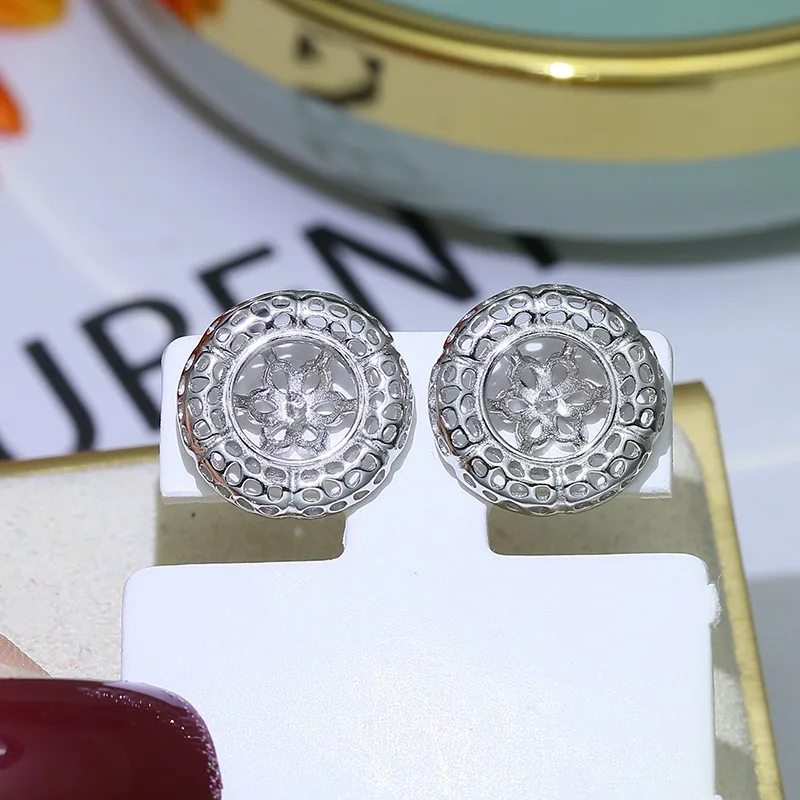 Hollow Design Stud Earrings Fittings For 7.5-8.5mm Women Handmade Jewelry Making Components