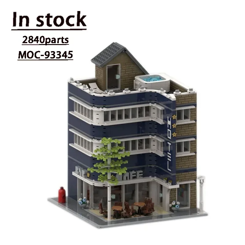 

MOC-93345 Street View Modern Corner Hotel Assembly Tile Building Blocks Model2840parts BuildingBlocks Children'sBirthday ToyGift