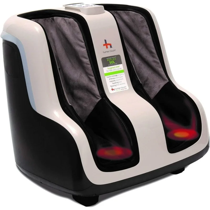 Reflex SOL Foot & Calf Massager w/ Heat - Plantar Fasciitis Relief + Circulation + Shiatsu Deep Kneading + Vibrating for Stress