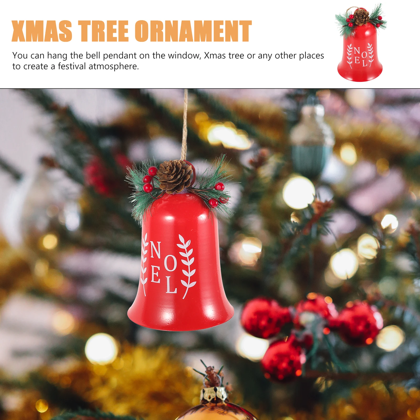 

Christmas Bell Ornaments Red Hanging Decor for Tree Door Car DIY Craft Supplies Xmas Gifts Home Party Decorations