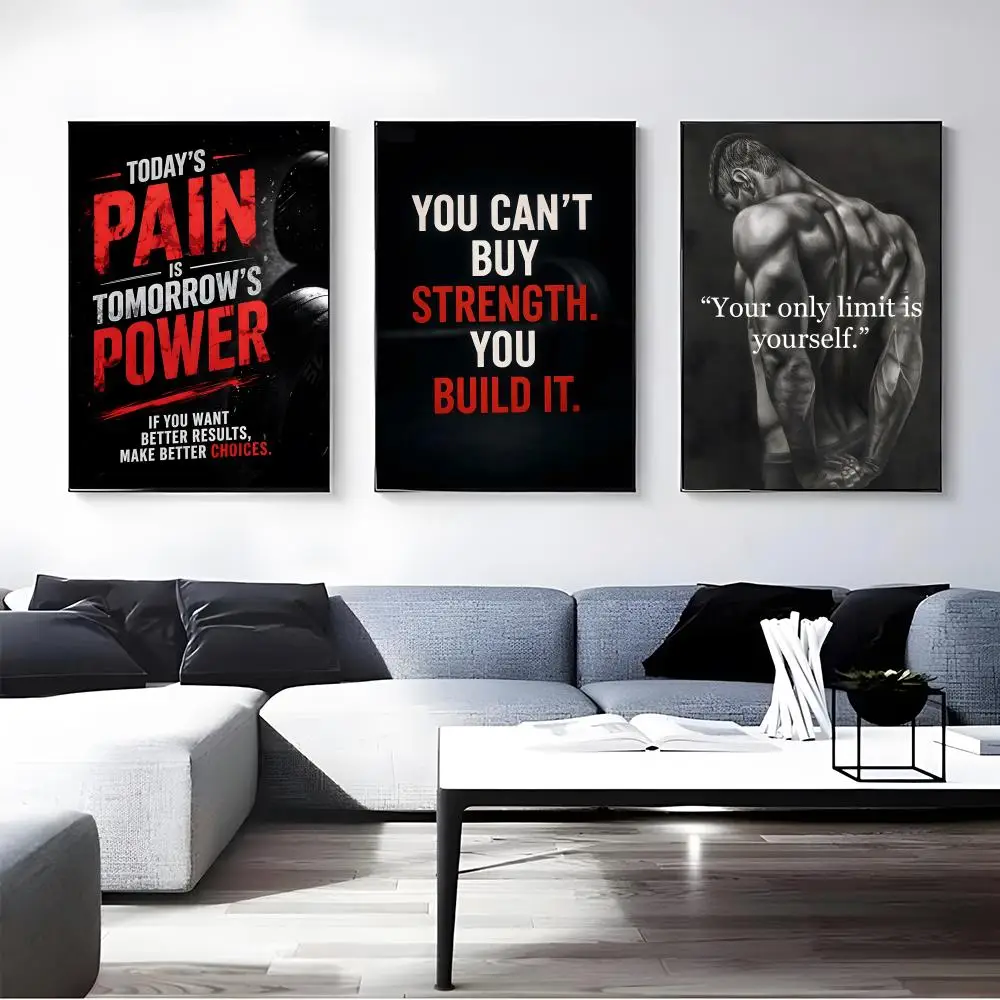 Quotes Bodybuilding Poster Self-adhesive Art Waterproof Paper Sticker Coffee House Bar Room Wall Decor
