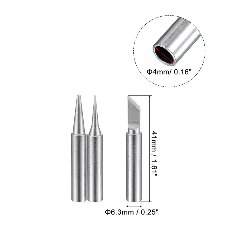 Ponta de ferro de solda sem chumbo, substituição para estação, cabeça de ferro de solda, ferramentas de reparo, série I + B + K, 4mm x 41mm, 3 peças