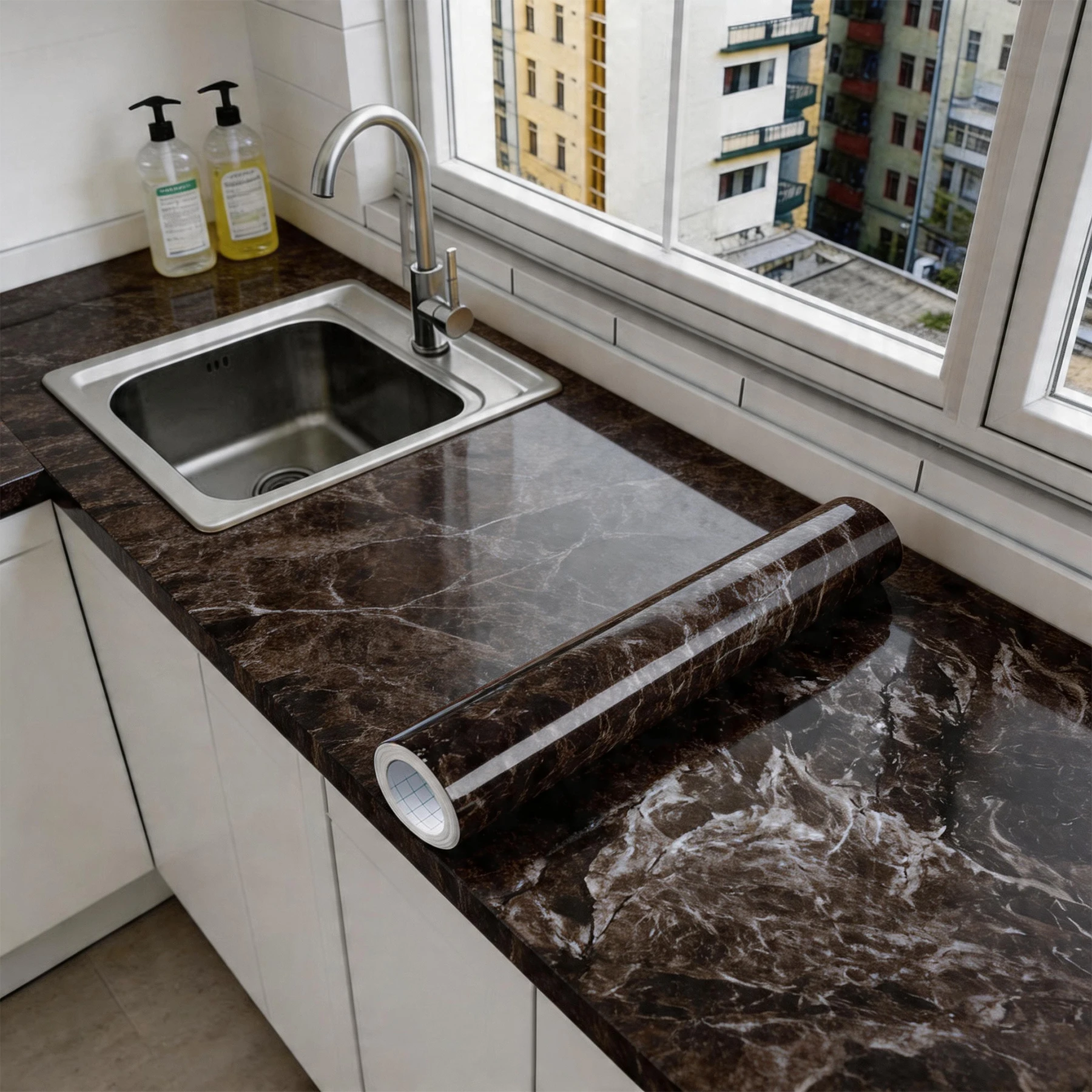 Marble Kitchen Oil-Proof Film Stove Waterproof Moisture-Proof Self-Adhesive Wallpaper Countertop Cabinet Renovation Tile Sticker