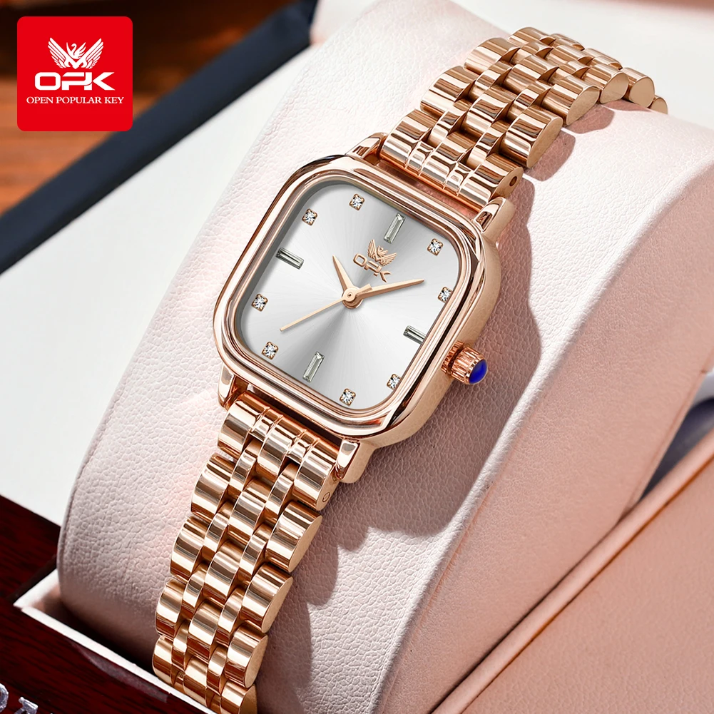 OPK NEW Women\'s Watches Elegant Rose Gold Stainless steel Waterproof Hand Clock