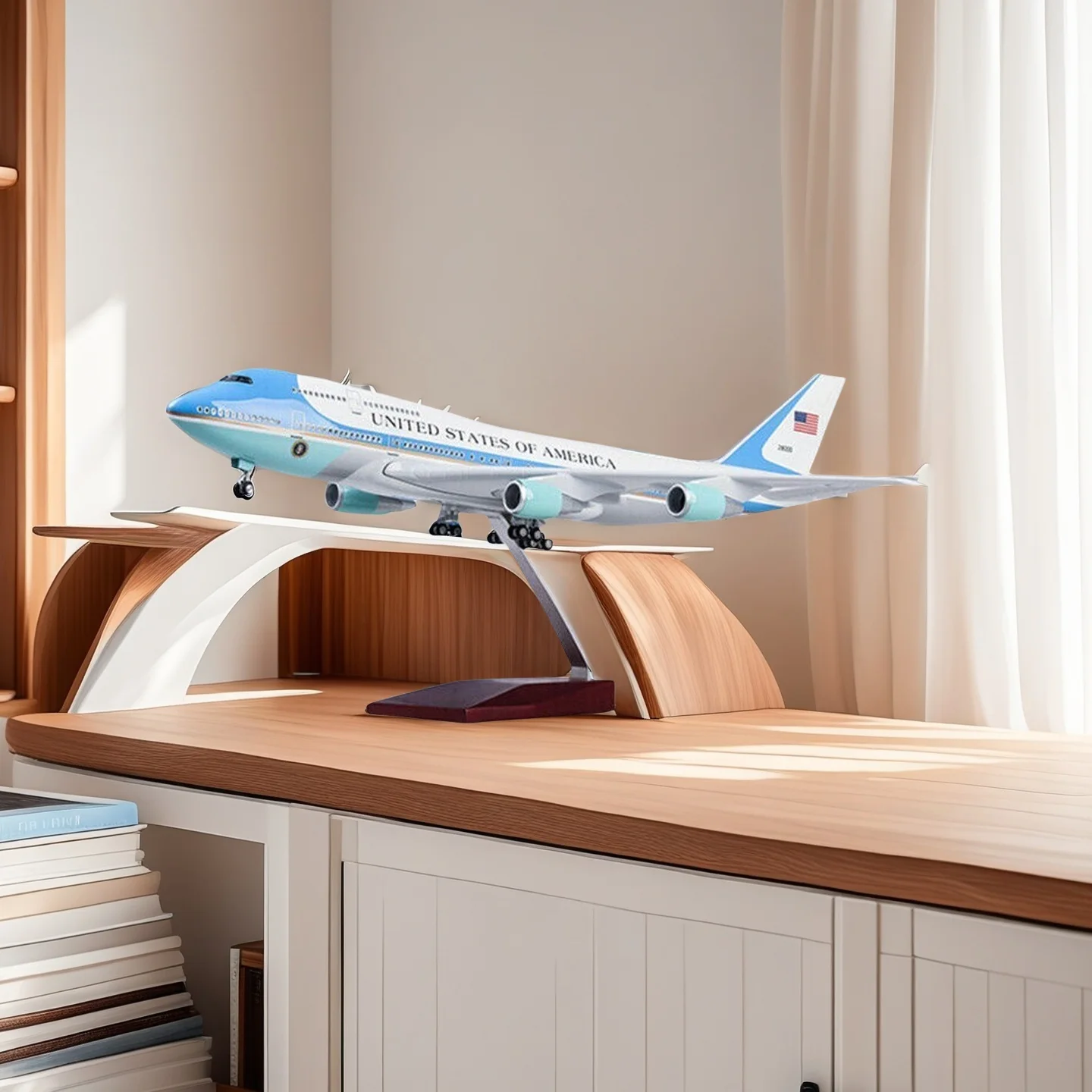 

Air Force One B747 Airplane Model 1:150 Scale 18.5 Inches Length Toy Planes Simulated Resin for Kids with LED Lights Collection
