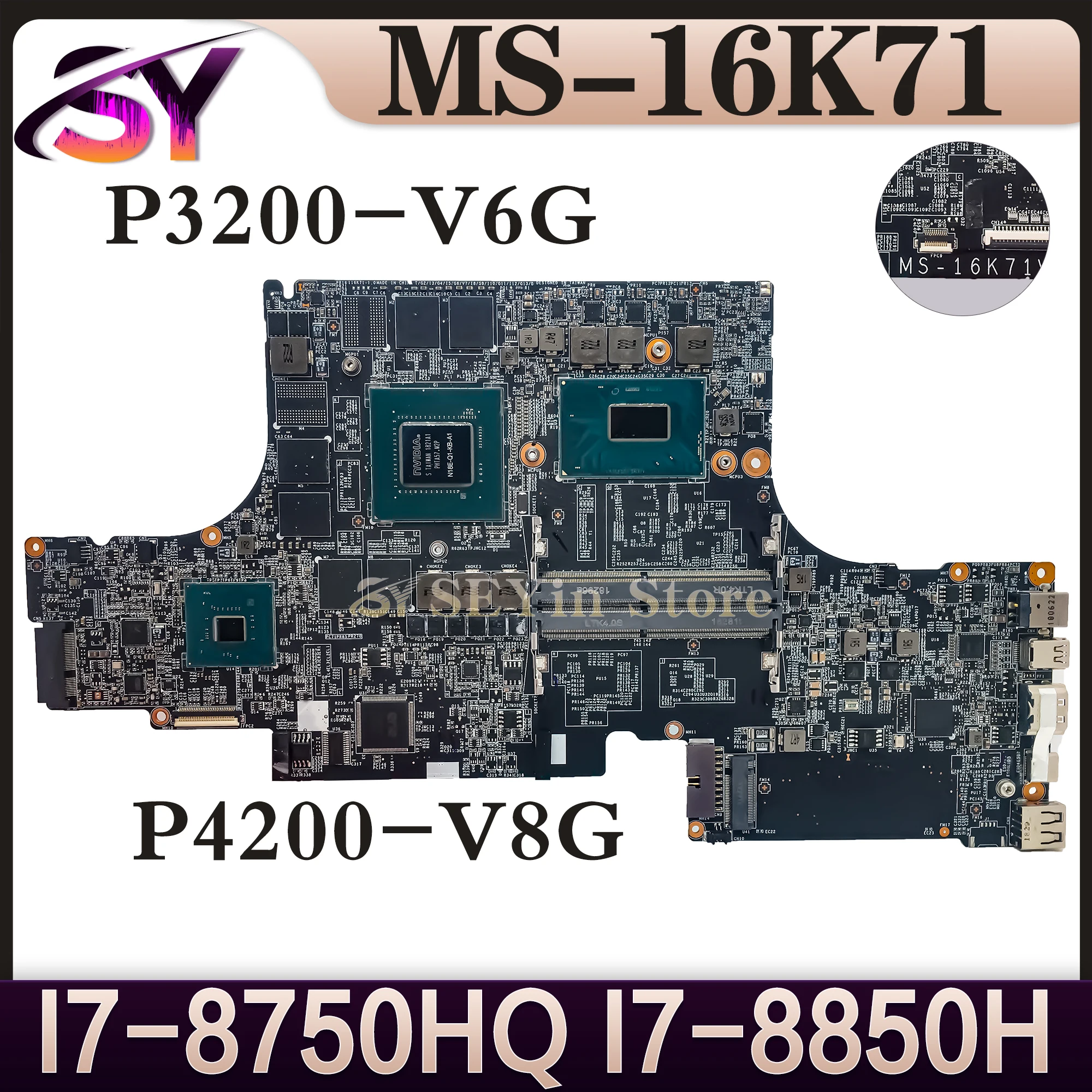 MS-16K71 Mainboard For MSI GS73 MS-16K71 Laptop Motherboard I7-8850H I7-8750H P4200/P3200 100% Working