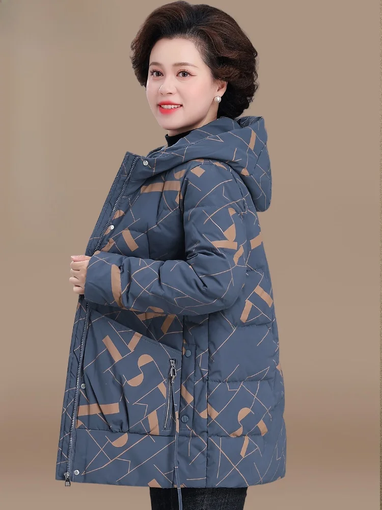 

Модная утепленная куртка средней длины с белым пуховым наполнителем для женщин среднего и старшего возраста, зимняя одежда для мам.