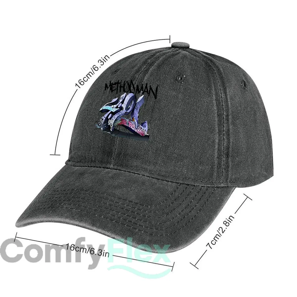 Method Man Graffiti Graphic Unisex Washed Baseball Cap Distressed Denim Hats Classic Outdoor Run