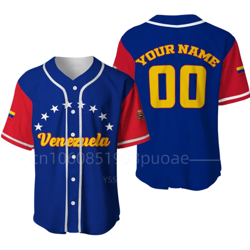 

Men's Baseball Shirt Venezuela Flag Custom Your Name Baseball Jersey 3D Printed Men's Shirt Casual Shirts Hip Hop Tops