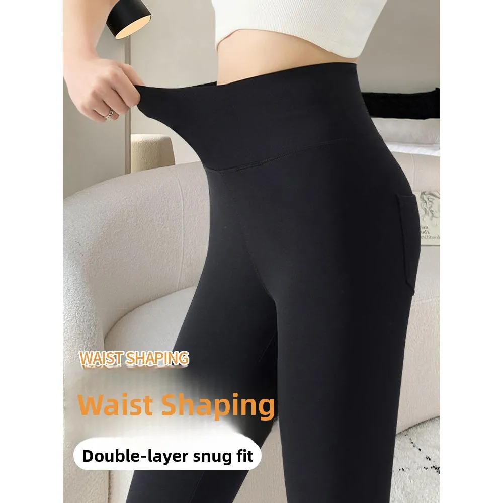 High Waist Fleece Lined Yoga Pants Women's Bell Bottom Casual Trousers Long Length Slimming Bootcut Shape Enhancing