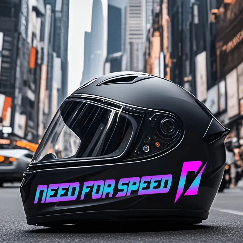 Neon Speed Gradient Motorcycle Sticker 2PCS Gaming Vinyl Decal Waterproof UV Resistant Removable Helmet Car Bike Decor