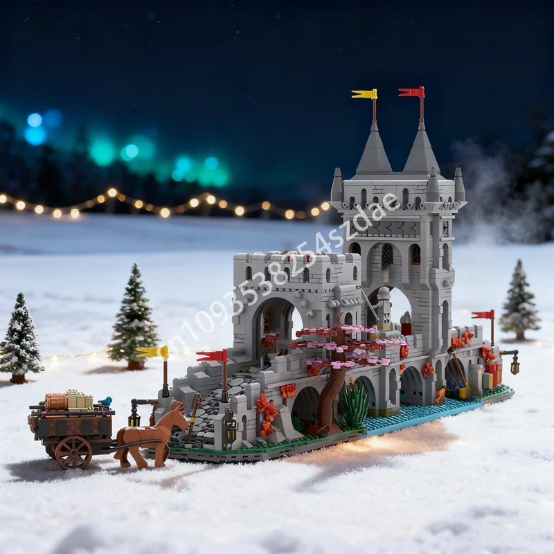

3168pcs MOC Medieval River Crossing Castleed Model Building Blocks Christmas Gift Assemble Toy Creative Idea Education Birthday