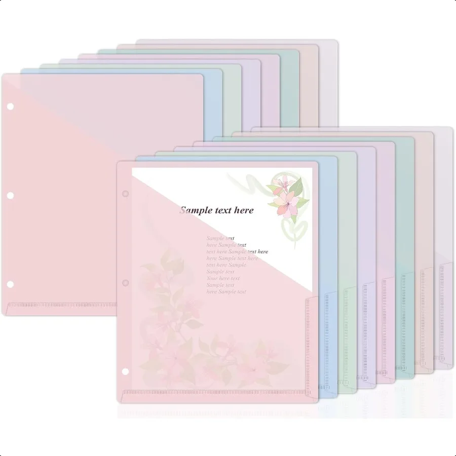 

48 Pack Binder Pockets for 3 Ring Clear Pocket Divider Folders for 3 Hole Binders Sleeves Plastic Slash File Jacket for Office