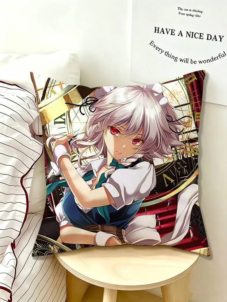 S-Sakuya Izayoi Touhou Project  Pillow Case Pattern Printed Pillowcase For Living Room Sofa Cushion Cover