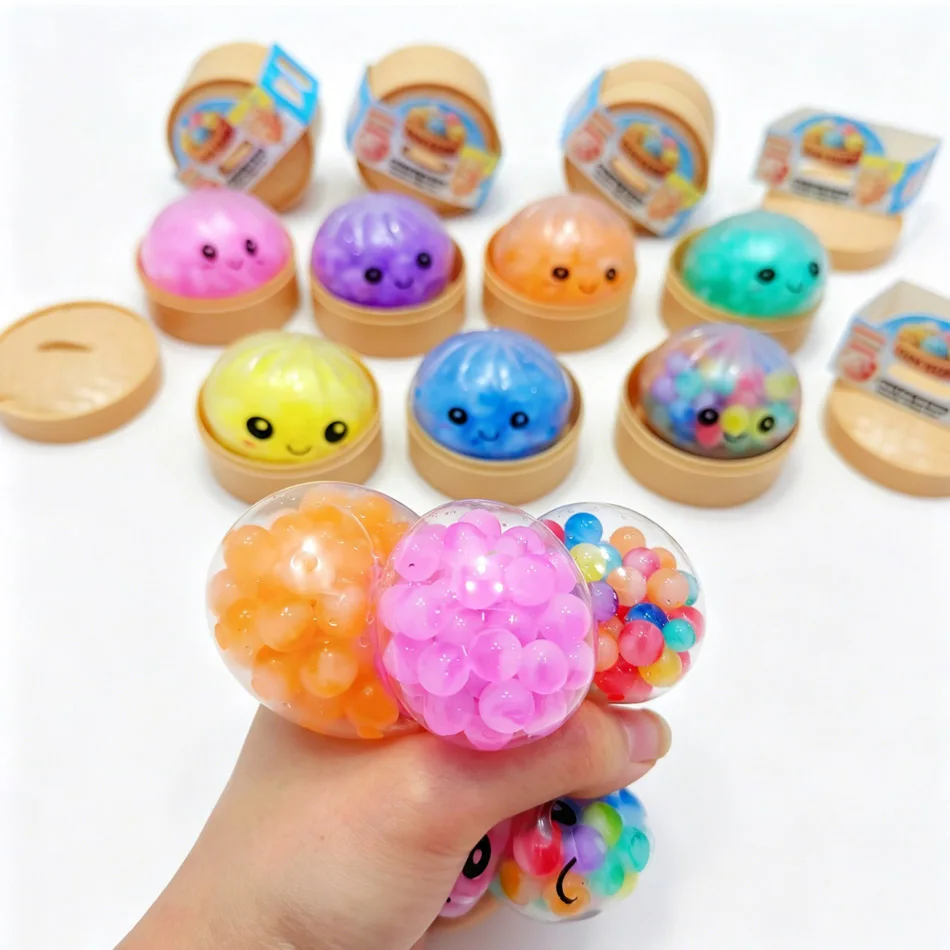 Blind Box Dumpling Squishy Toy, Colorful Popping Bead Soft Stress Relief Ball, Ultra Rare Hidden Color Version, Cute Squeeze Fid