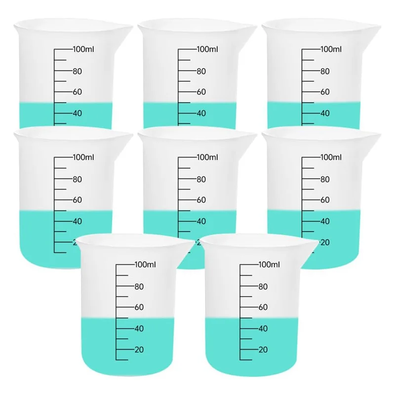 

3PCS 100ml Silicone Measuring Cups with Dual Scale(ml/Oz) Non-Stick Epoxy Resin Mixing Tools for Jewelry Casting Waxing Molds