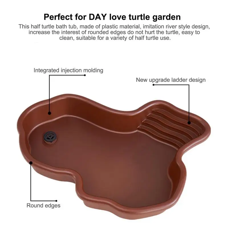 Turtle Feeding Dish Pet Feeder Bowl Crawler Pet Feeder Basin Reptile Bathing Pool With Ramp Aquarium Ornament pet Accessories