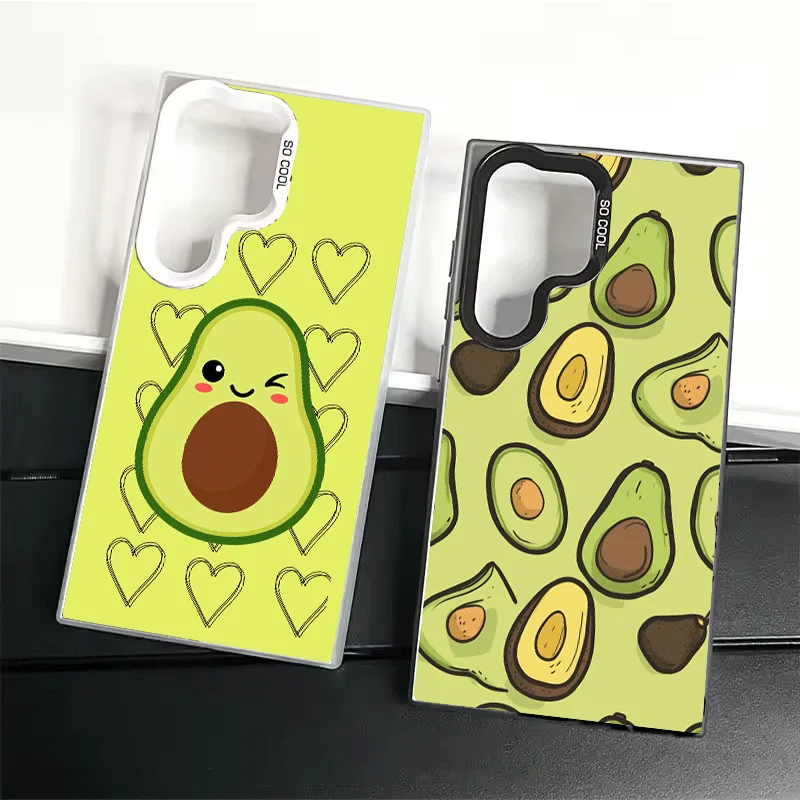 Cartoon Cute Avocado Soft Phone Case for Samsung Galaxy S24 S25 FE S26 Edge S23 Ultra S22 Plus S21 + Shockproof Cover Back Shell