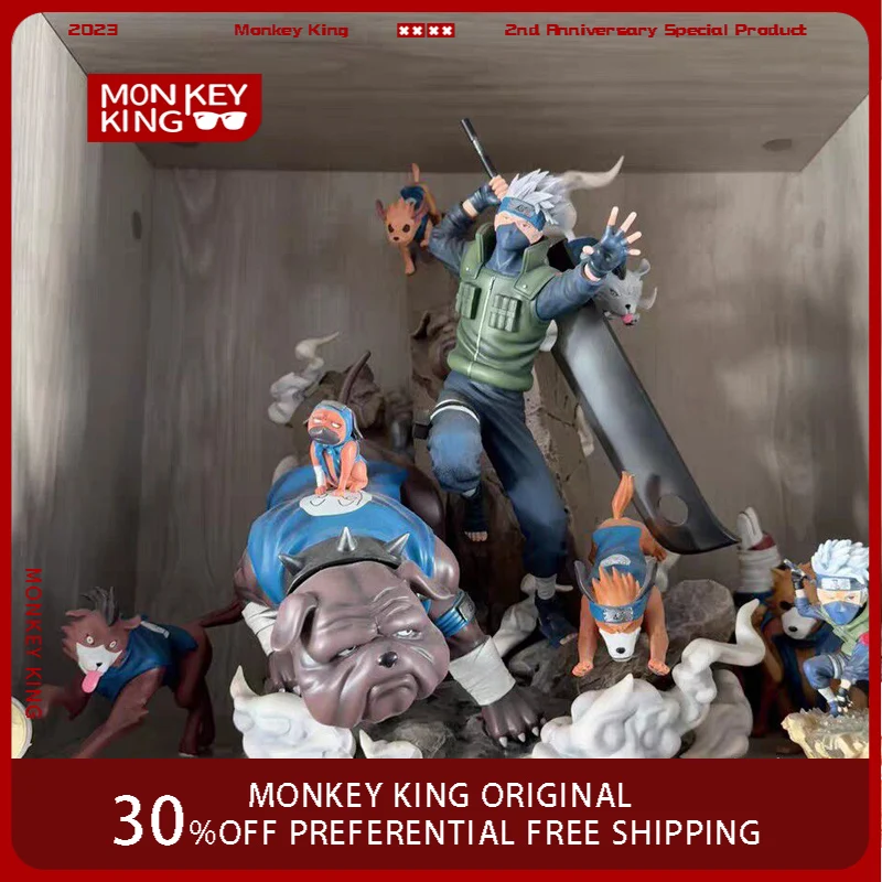 37m figuras dos desenhos animados hatake kakashi cão estátua de duas cabeças anime coleção modelo ornamento de mesa decorações presentes de férias brinquedos