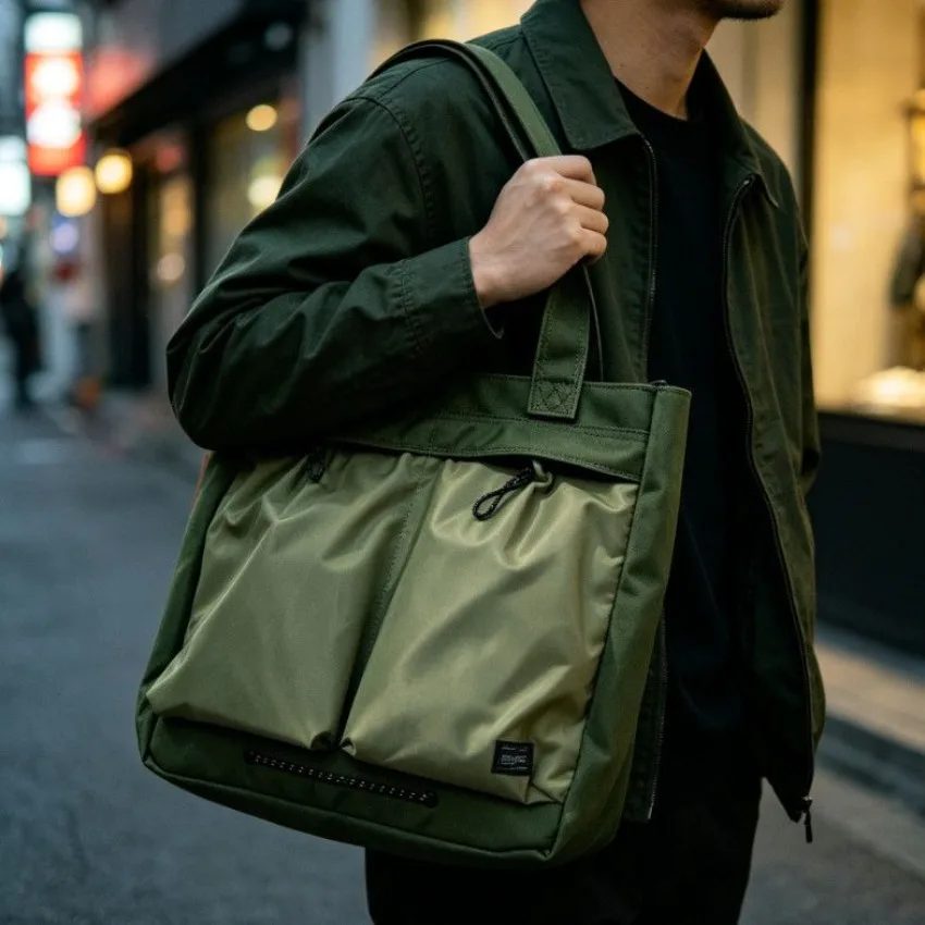 Porter Yoshida Vertical Tote Bag Large Capacity Multi Pocket 2 Way Crossbody Underarm Fashion Premium