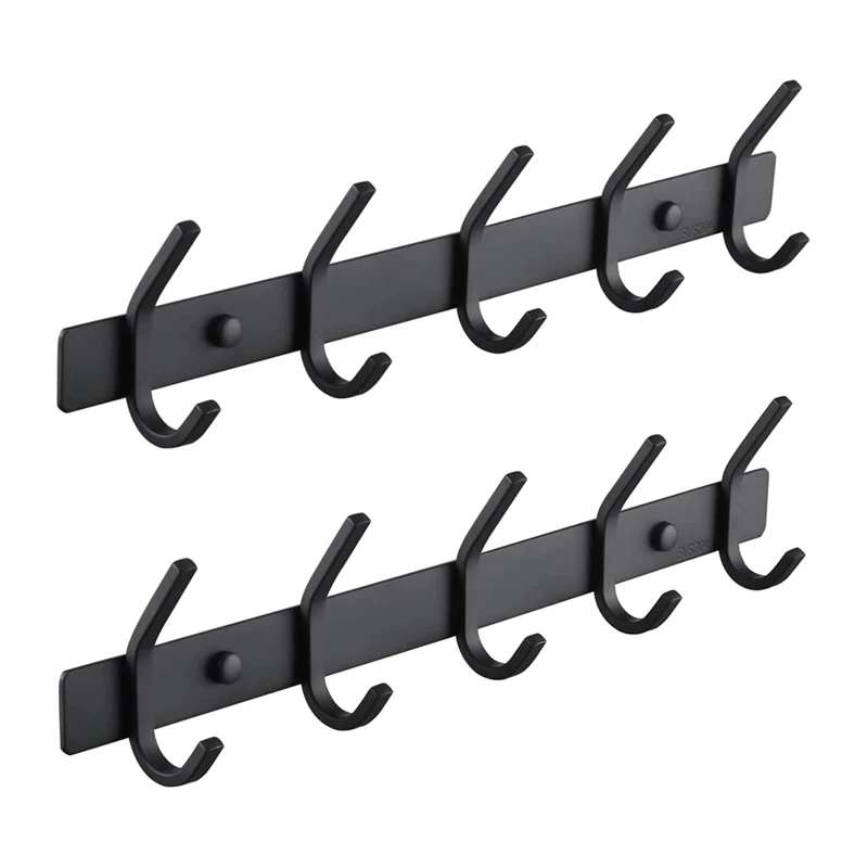

Coat Racks For Wall - Stainless Steel Coat Hooks (2 Pack) - Coat Hooks Wall Mounted - Black Wall Hanger Wall Hooks