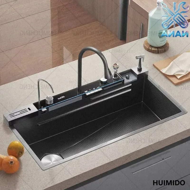 Hot selling Stainlessaterfall Kitchk With  Holder Digital Displat Set Embossed Extra Large Single Slot