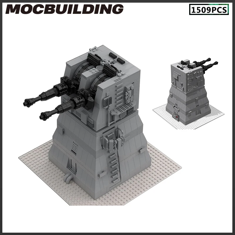 

MOC Building Block Gun Turret Military Base Fortress Model High-tech Weapon Series DIY Brick Assemble Toy Christmas Gift