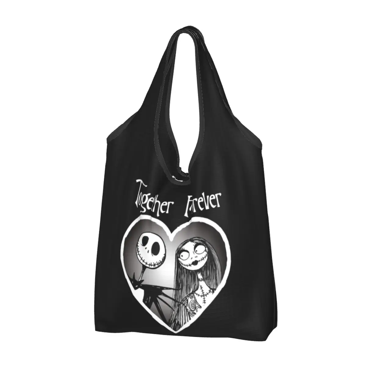 مخصص هالوين الجمجمة جاك Skellingtons البقالة حقيبة تسوق المرأة مضحك تيم بيرتون عيد الميلاد فيلم الرعب