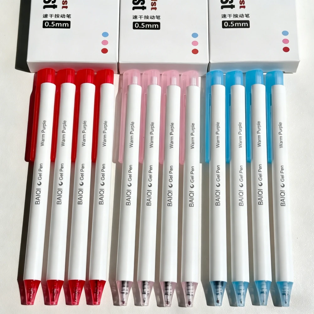 4Pcs/Set Minimalist Retractable Gel Pen 0.5mm ST Tip Quick Dry Smooth Writing Pen Black /Red Ink Gel Pens School Office Supplies