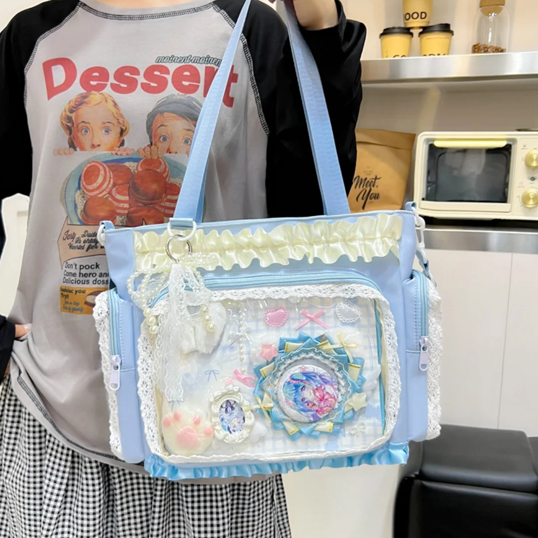 

Сумка с аниме-значками, высококачественная модная сумка в стиле Лолита, уникальная сумка через плечо для аниме-конвенций, путешествий и вечеринок