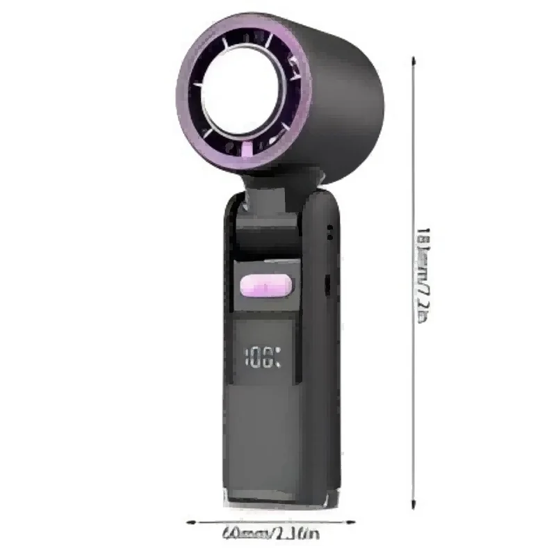 HOMEFISH New Portable Semiconductor Cool Air Ice Pack Handheld Fan with Large Wind Force and Digital Display (Leafless Turbo) image 3