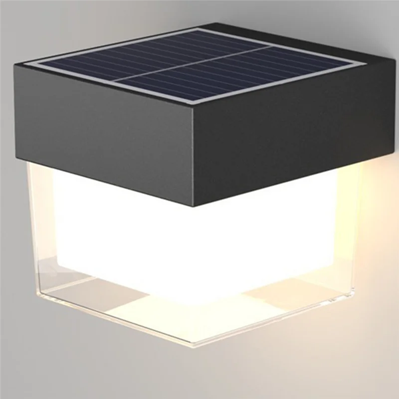 PZHI-إضاءة الجدار الخارجية مصباح الجدار الشمسي في الهواء الطلق مقاوم للماء ضوء دافئ لتزيين ساحة الحديقة والشرفة #2