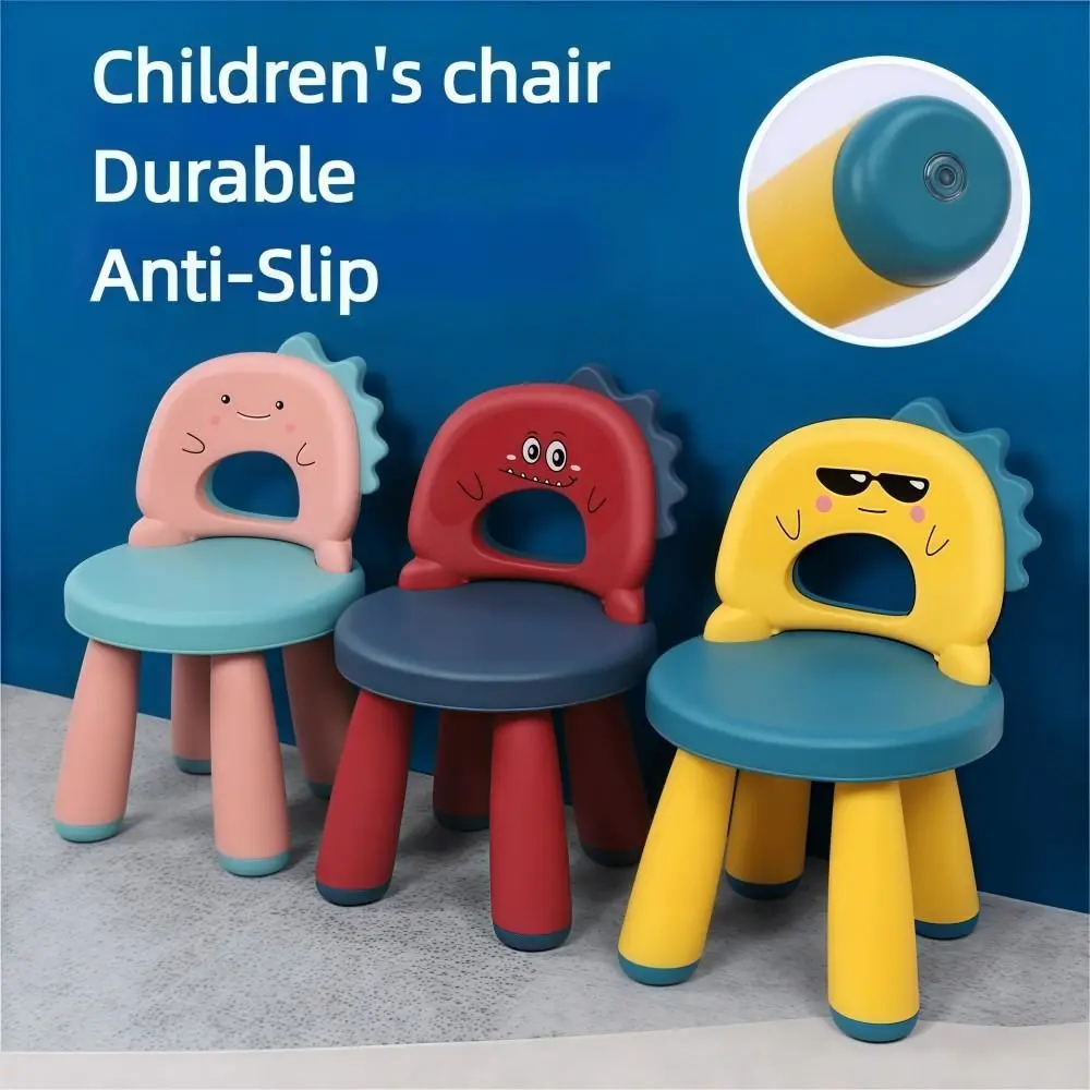 Durable Cartoon Kid Chair Sturdy with Backrest Learning Chair Anti-Slip Lightweight Children Dino Chair For Indoor/Outdoor