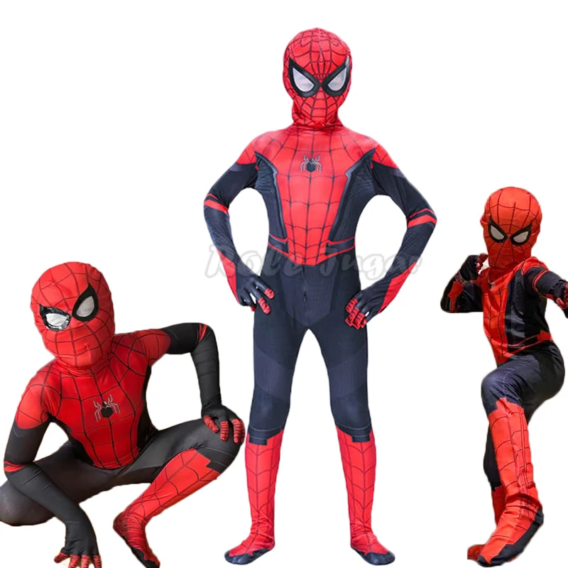 Filme milhas morales spiderman cosplay traje de ferro vermelho preto homem aranha anime cosplay meninos meninas terno vestidos de fiesta