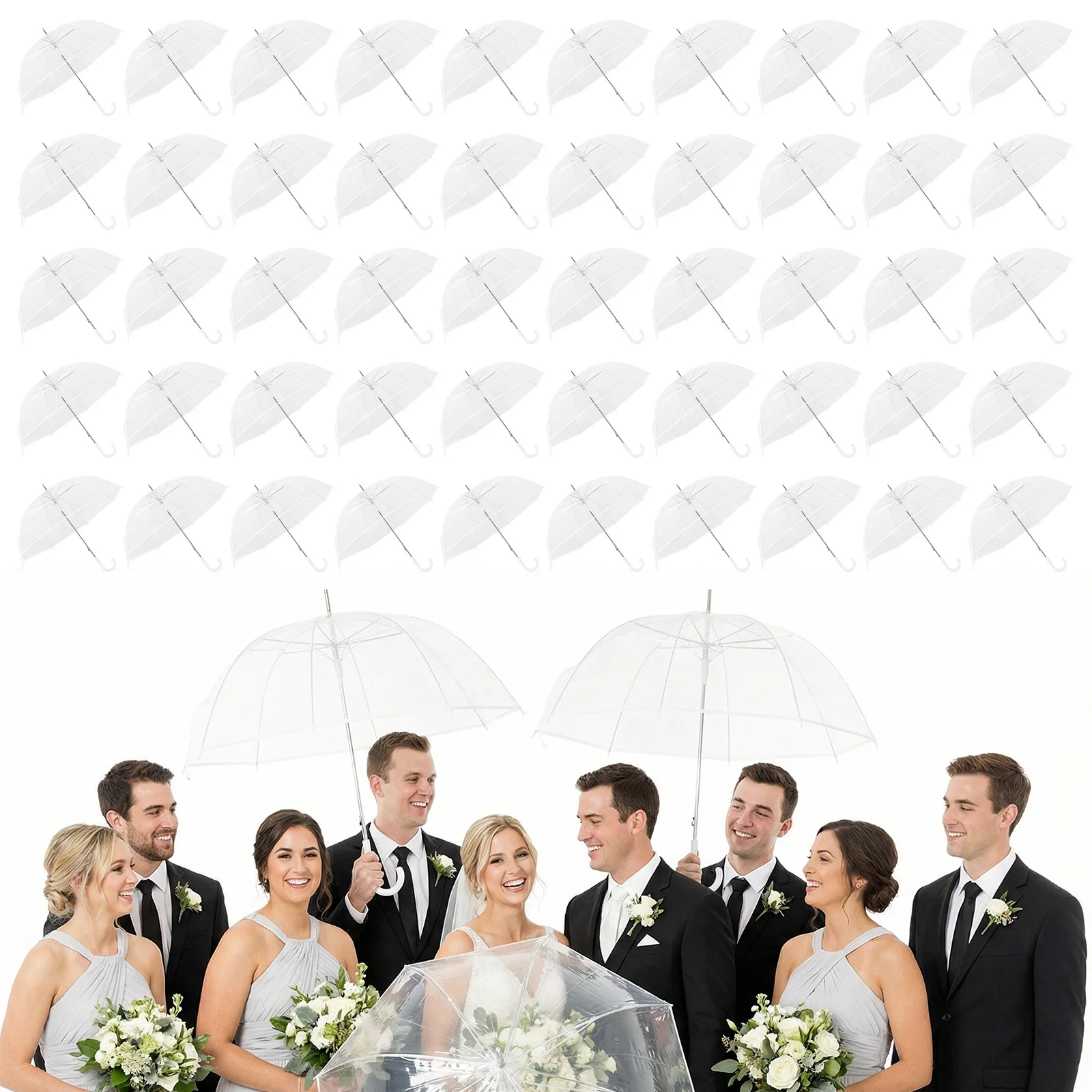 

52 Inch Large Dome Rain Windproof Stick Umbrellas Auto Open Clear Dome Umbrella Guest Souvenirs for Wedding Party Bridal Favors