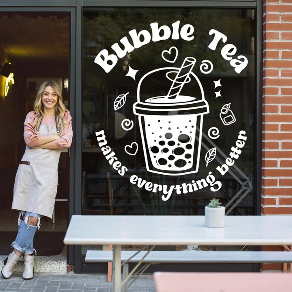 Bubble Tea Makes Everything Better Wall Decal Boba Shop Window Wall Sticker Bubble Tea Shop Decor Mural Vinyl Decals S781