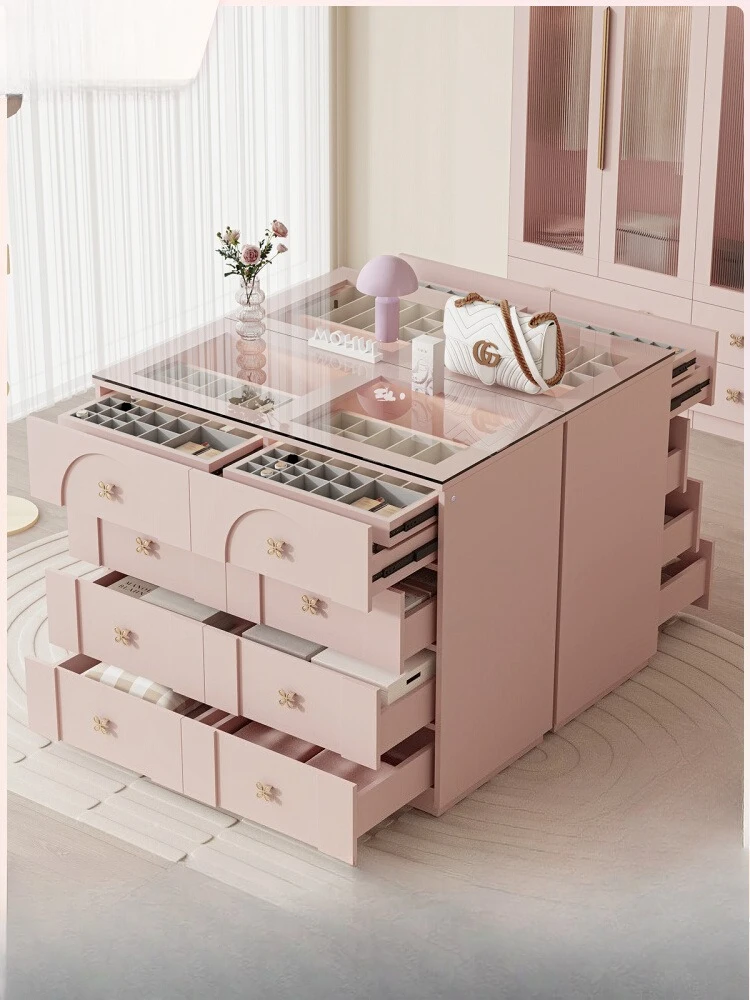 

Cloakroom Nakajidai Jewelry Cabinet Integrated Eight-bucket Storage Cabinet French Bedroom