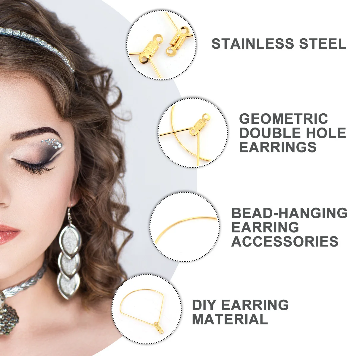 50Pcs Trendy Stainless Steel Earring Rings DIY Kit for Necklace Bracelet Craft Projects Jewelry Making Supplies